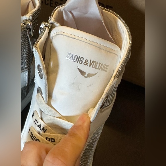 NWOB - ZV1747 High Flash Sneakers Size 38 Hightops Silver MSRP $448 Sparkle 7 - Picture 13 of 14